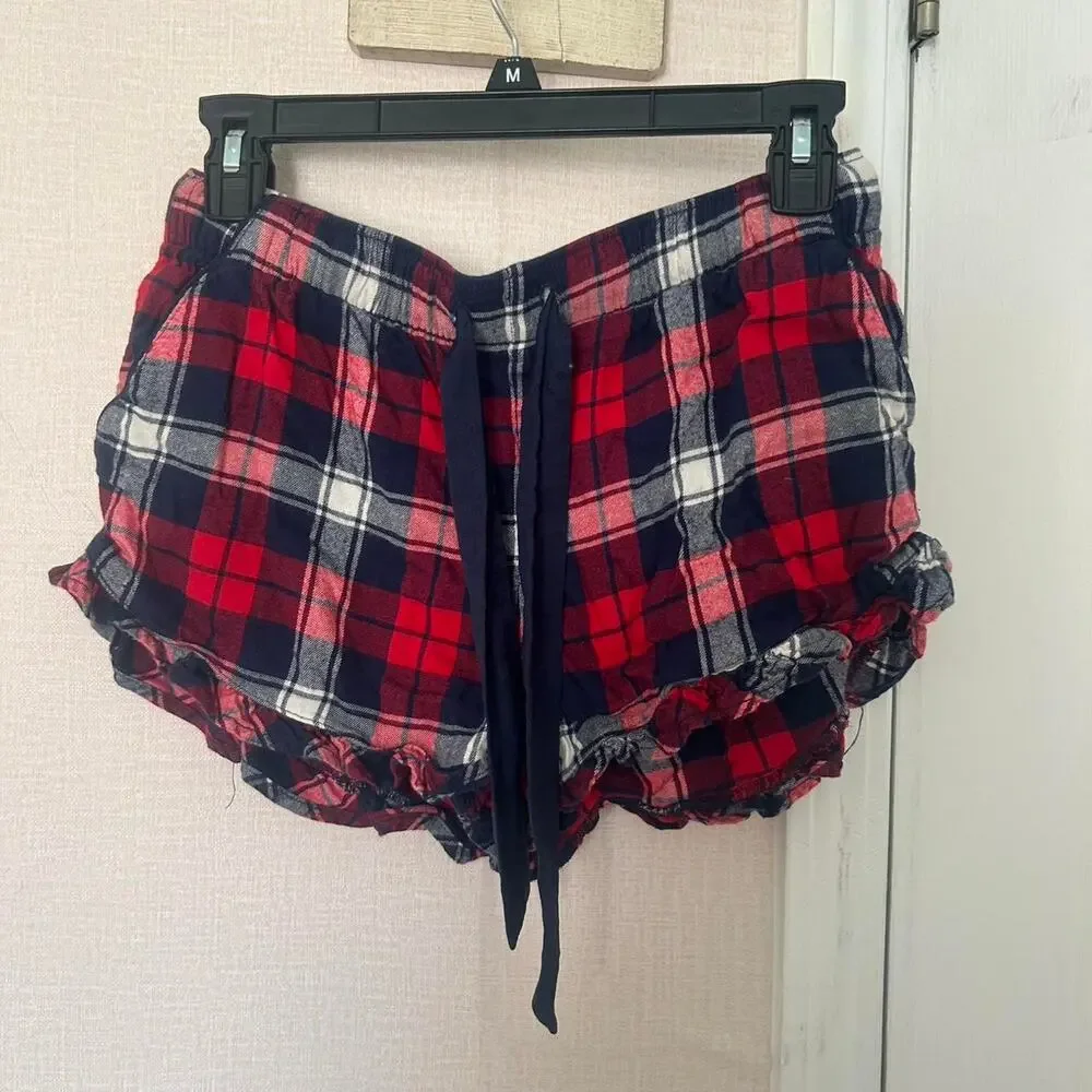 Aerie red and blue plaid PJ shorts - Picture 4 of 6